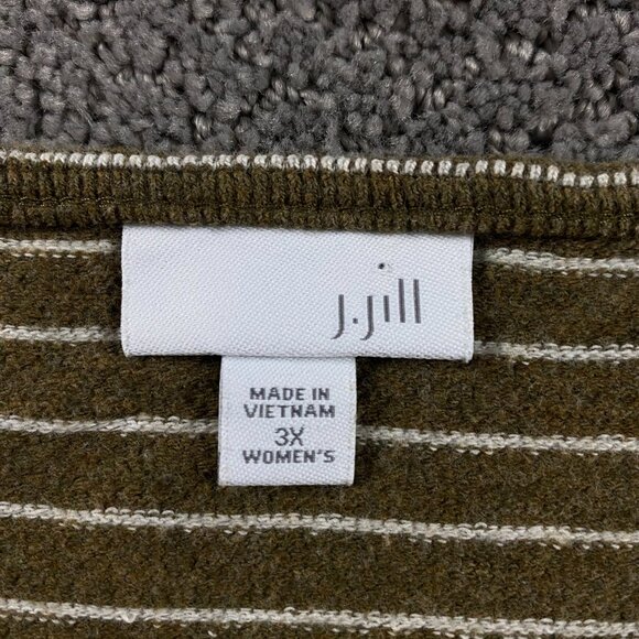 J. Jill Cotton Brown Striped Tunic Women's 3X Long Sleeve Vented Hem Sweater - Picture 4 of 10